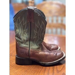 ARIAT Cowboy Boots Boy  Square Toe Stitched Leather Style‎ 10029599  Size 8.5